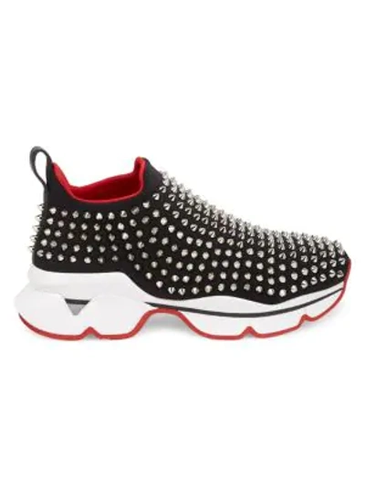 Shop Christian Louboutin Spiky Sock Donna Sneakers In Black Silver