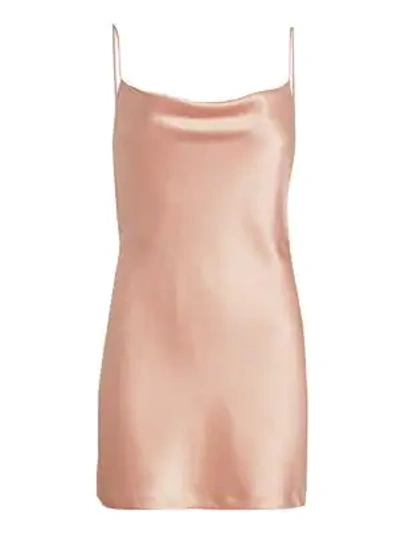 Shop Alice And Olivia Harmony Draped Slip Mini Dress In Rose Tan