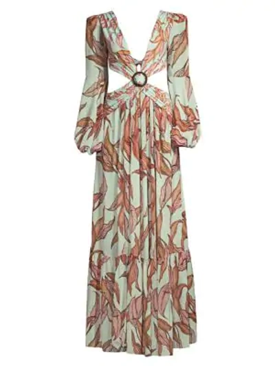 Shop Patbo Cutout Long-sleeve Maxi Dress In Peace Lily