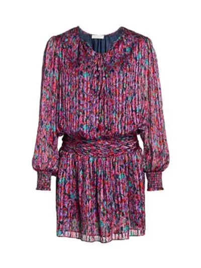 Shop Ramy Brook Women's Gessie Floral Print Silk Peasant Dress In Passion