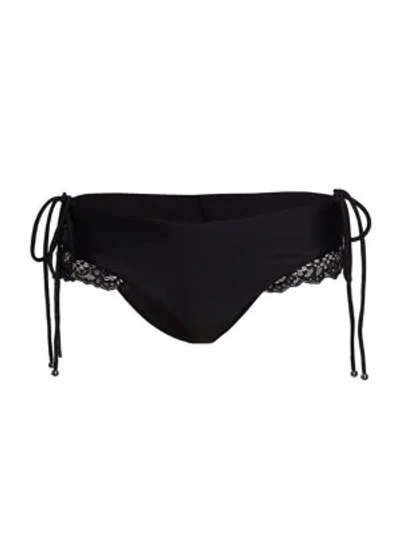 Shop Jonathan Simkhai Lace Appliqué Bikini Bottoms In Black