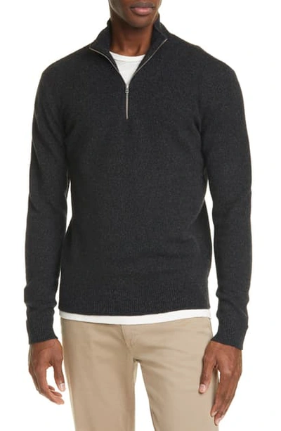 Shop Norse Projects Fjord Half-zip Merino Wool Sweater In Charcoal Melange