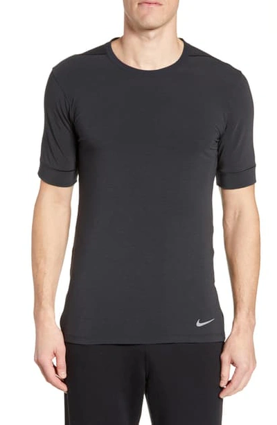 Nike Dri-fit Men's Short-sleeve Yoga Training Top In Black Heather |  ModeSens