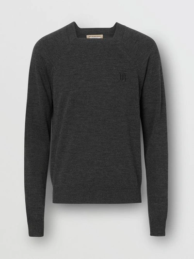 Shop Burberry Monogram Motif Wool Silk Jumper In Dark Grey