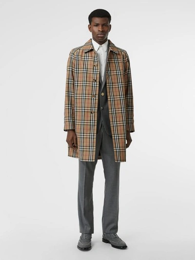 Shop Burberry Vintage Check Car Coat In Archive Beige