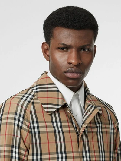 Shop Burberry Vintage Check Car Coat In Archive Beige