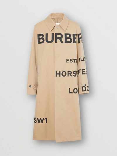 Shop Burberry Horseferry Print Cotton Gabardine Car Coat In Honey