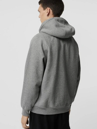Shop Burberry Embroidered Logo Jersey Hoodie In Pale Grey Melange