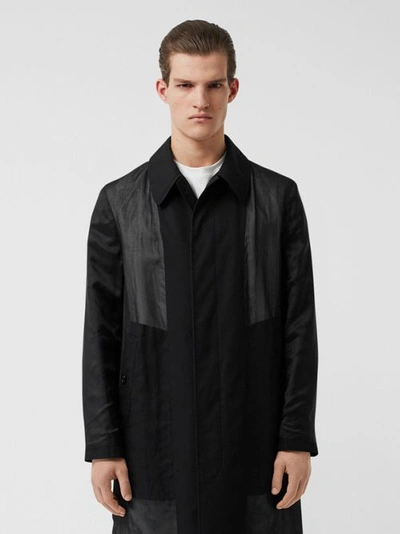 Shop Burberry Logo Detail Panelled Cotton Gabardine Car Coat In Black