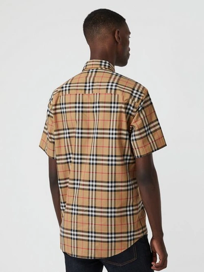 Shop Burberry Short-sleeve Vintage Check Shirt In Antique Yellow