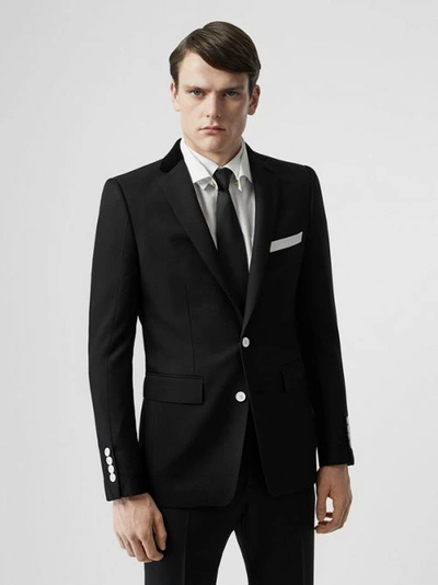 Shop Burberry English Fit Velvet Collar Wool Tailored Jacket In Black