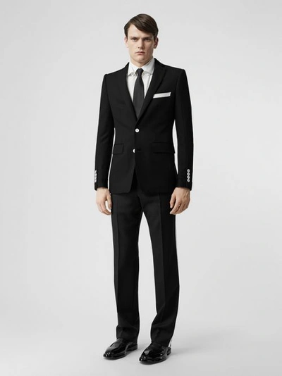 Shop Burberry English Fit Velvet Collar Wool Tailored Jacket In Black