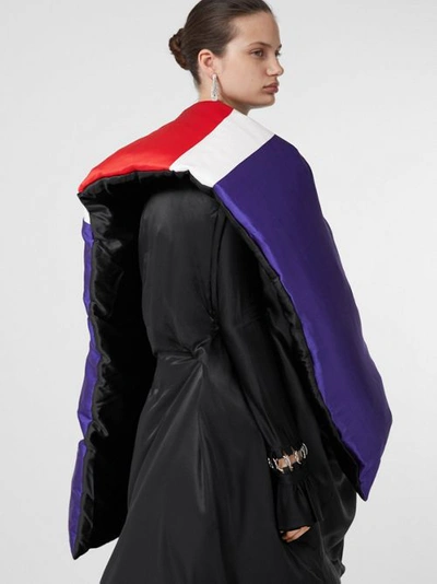 Shop Burberry Union Jack And Logo Print Oversized Puffer Cape In Multicolour