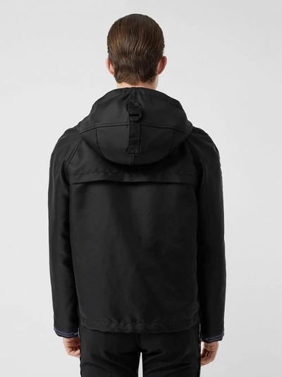 Shop Burberry Logo Detail Nylon Hooded Jacket In Black