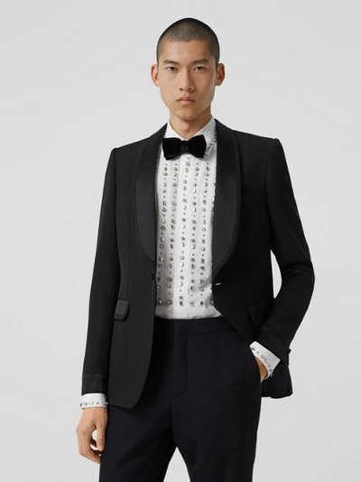 Shop Burberry English Fit Silk Trim Wool Tailored Jacket In Black