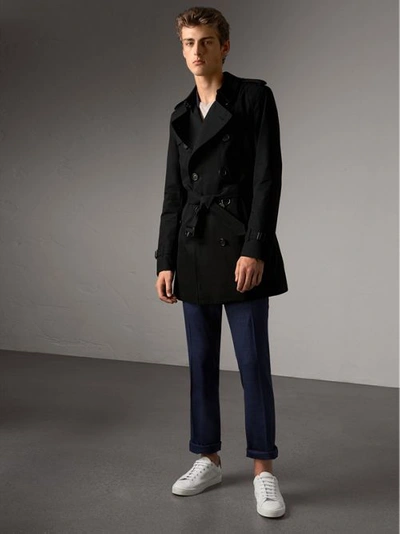 Shop Burberry The Kensington – Mid-length Trench Coat In Black