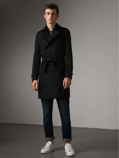 Shop Burberry The Chelsea – Long Trench Coat In Black