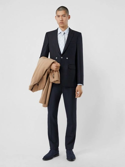 Shop Burberry English Fit Triple Stud Wool Mohair Tailored Jacket In Midnight Blue