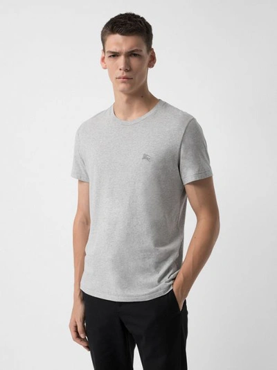Shop Burberry Cotton Jersey T-shirt In Pale Grey Melange