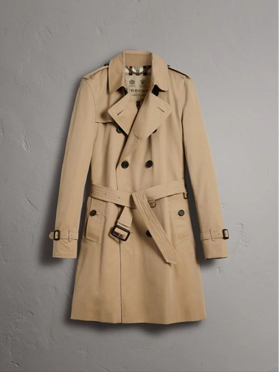 Shop Burberry The Kensington – Long Trench Coat In Honey