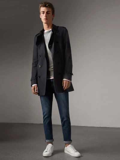 Shop Burberry The Kensington – Mid-length Trench Coat In Navy