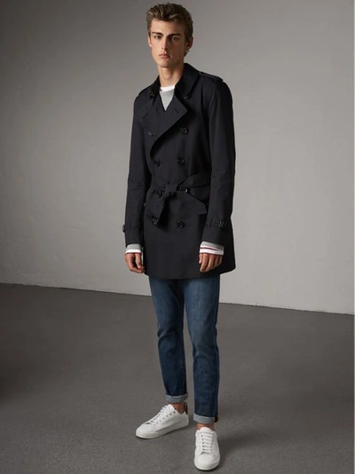 Shop Burberry The Kensington – Mid-length Trench Coat In Navy