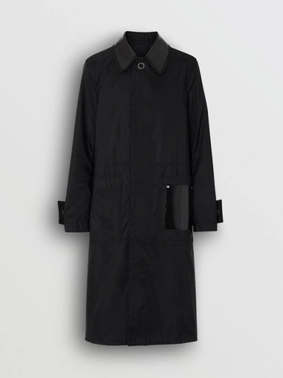 Shop Burberry Double Collar Nylon Car Coat In Black