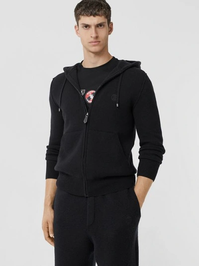 Shop Burberry Monogram Motif Cashmere Blend Hooded Top In Black