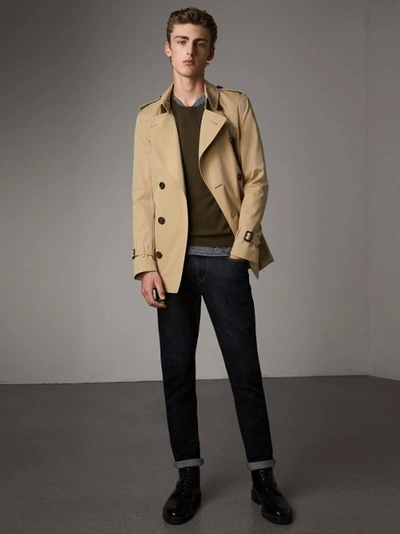 Shop Burberry The Sandringham – Short Trench Coat In Honey