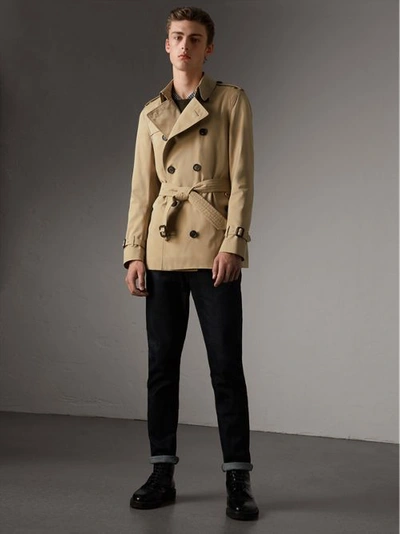 Shop Burberry The Sandringham – Short Trench Coat In Honey