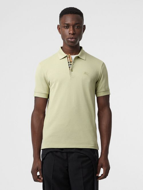 burberry check placket cotton polo shirt