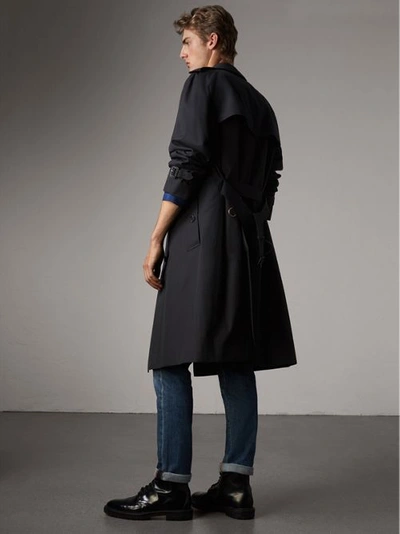 Shop Burberry The Westminster – Extra-long Trench Coat In Navy
