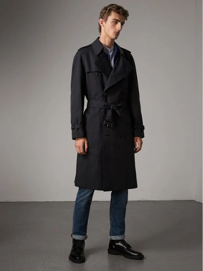 Shop Burberry The Westminster – Extra-long Trench Coat In Navy