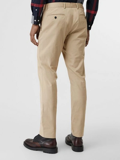 Shop Burberry Slim Fit Cotton Chinos In Stone