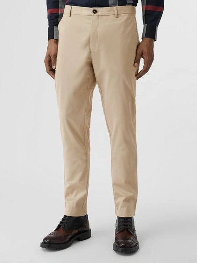 Shop Burberry Slim Fit Cotton Chinos In Stone