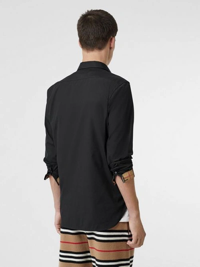 Shop Burberry Stretch Cotton Poplin Shirt In Black