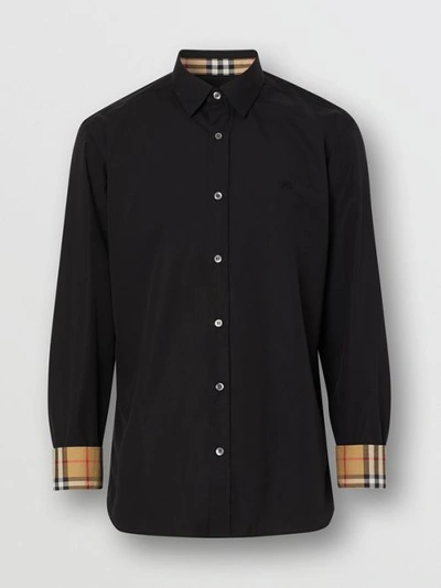 Shop Burberry Stretch Cotton Poplin Shirt In Black