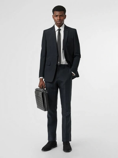 Shop Burberry Classic Fit Mohair Linen Silk Tailored Trousers In Navy