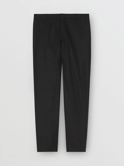 Shop Burberry Quote Detail Cotton Trousers In Black