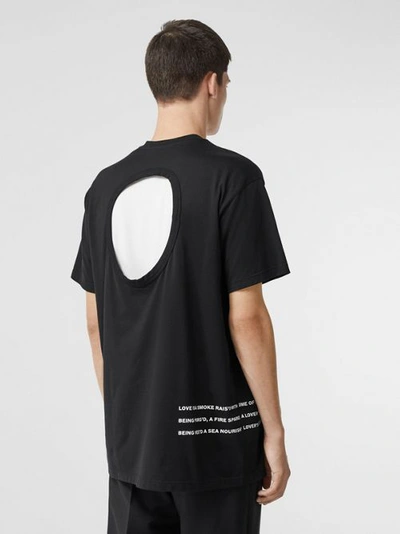 Shop Burberry Cut-out Detail Montage Print Cotton Oversized T-shirt In Black