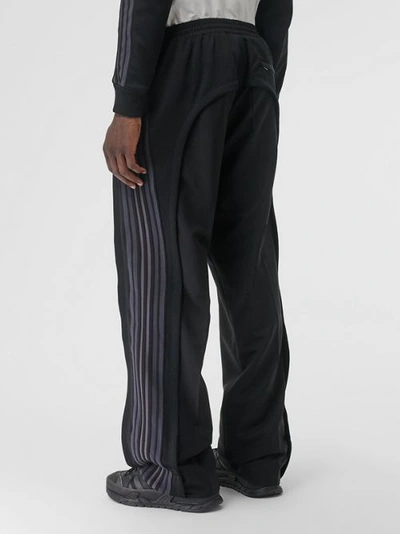 Shop Burberry Striped Panel Wool Mohair Tailored Trousers In Black