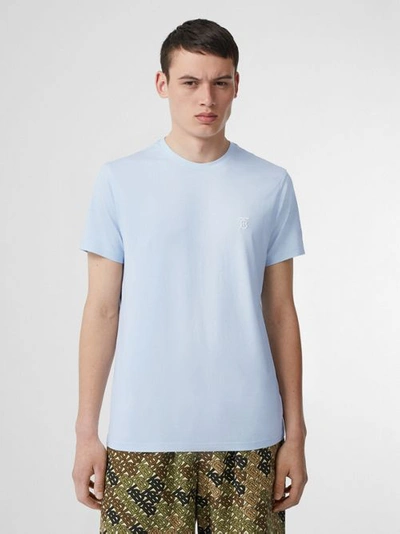 Shop Burberry Monogram Motif Cotton T-shirt In Pale Blue