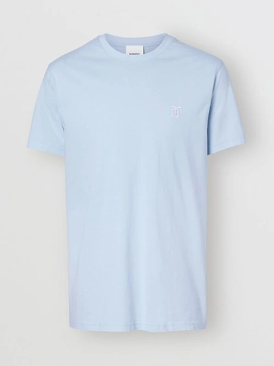 Shop Burberry Monogram Motif Cotton T-shirt In Pale Blue