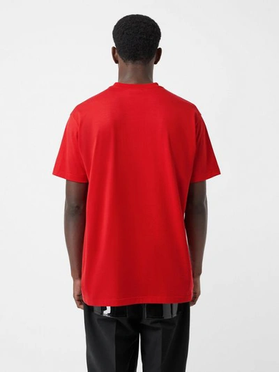 Shop Burberry Montage Print Cotton Oversized T-shirt In Bright Red