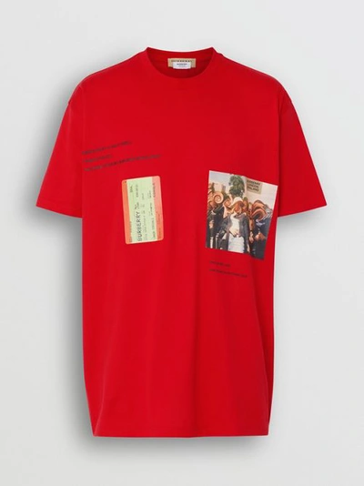 Shop Burberry Montage Print Cotton Oversized T-shirt In Bright Red