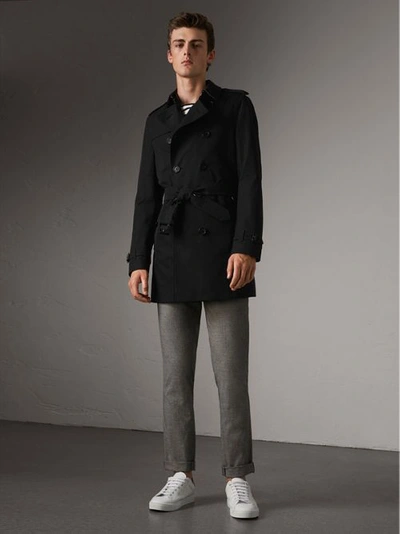 Shop Burberry The Chelsea – Mid-length Trench Coat In Black