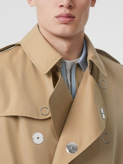 Shop Burberry Sleeveless Cotton Gabardine Trench Coat In Honey