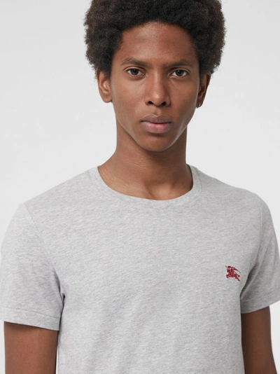 Shop Burberry Cotton Jersey T-shirt In Pale Grey Melange