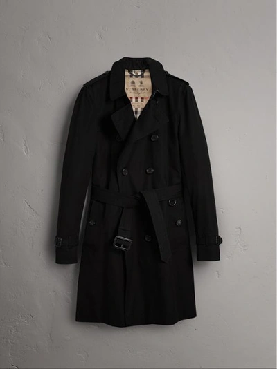 Shop Burberry The Kensington – Long Trench Coat In Black