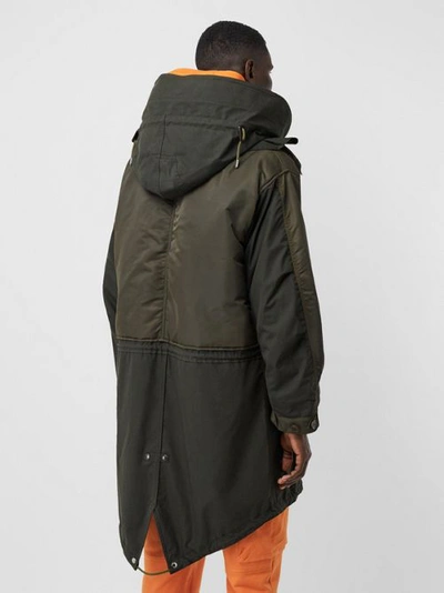 Shop Burberry Nylon Hooded Parka With Detachable Warmer In Olive